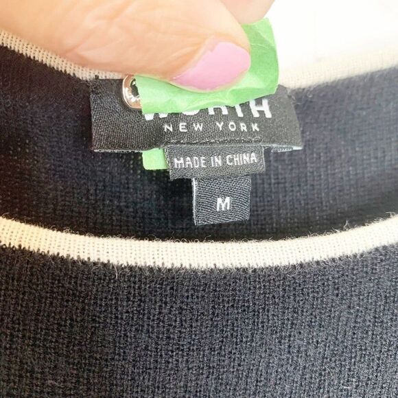 Worth 100% Wool Duster and Midi Dress Two Piece Set Women’s Black Cream Medium M - Picture 5 of 12